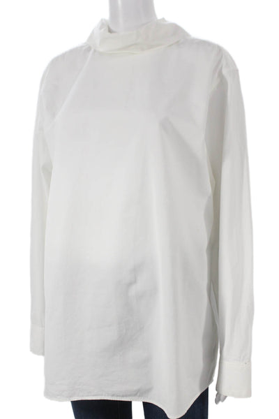 Dries Van Noten Women Tunic Button-Up White Cotton Collared Long Sleeve Size 40