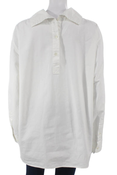 Dries Van Noten Women Tunic Button-Up White Cotton Collared Long Sleeve Size 40