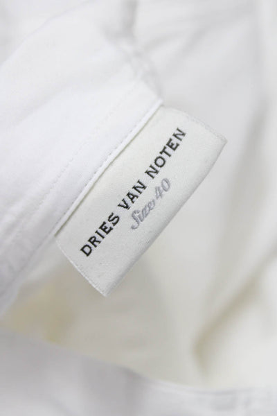 Dries Van Noten Women Tunic Button-Up White Cotton Collared Long Sleeve Size 40