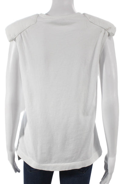 Tibi Womens Basic Cotton Sleeveless Crew Neck T-Shirt White Size S