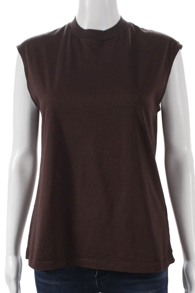 Tibi Womens Basic Sleeveless Mock Neck Brown Tank Size XS