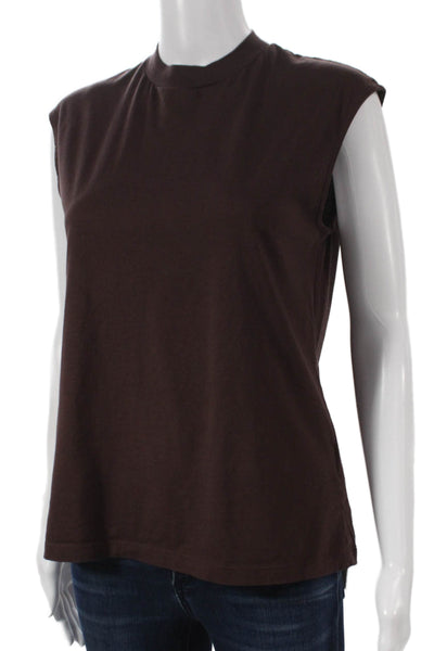 Tibi Womens Basic Sleeveless Mock Neck Brown Tank Size XS