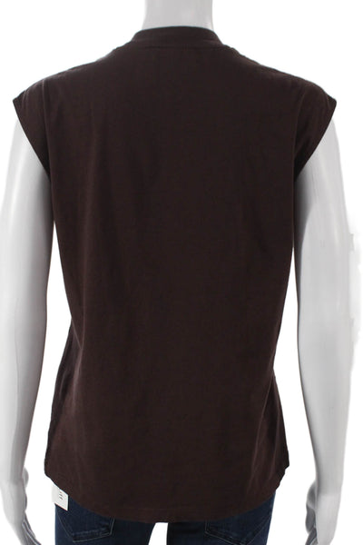 Tibi Womens Basic Sleeveless Mock Neck Brown Tank Size XS