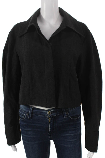 Zara Womens Basic Jacket Black Button Long Sleeve Size XL