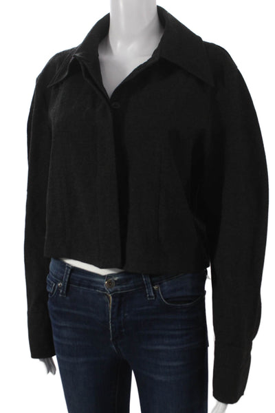 Zara Womens Basic Jacket Black Button Long Sleeve Size XL