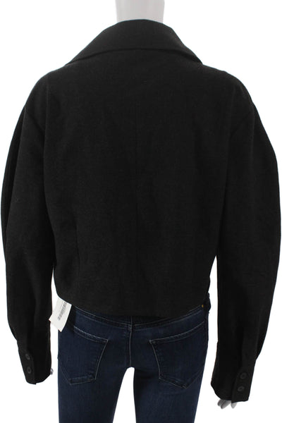 Zara Womens Basic Jacket Black Button Long Sleeve Size XL