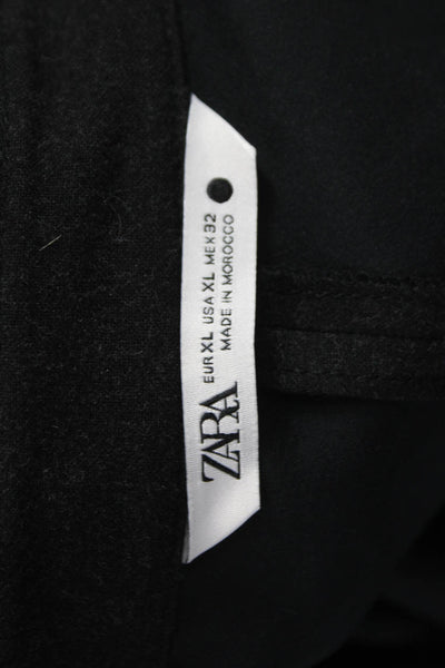 Zara Womens Basic Jacket Black Button Long Sleeve Size XL
