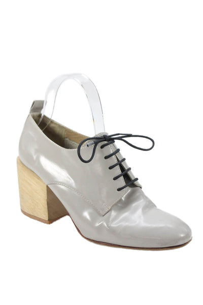 Rachel Comey Womens Patent Leather Lace Up Pumps Grey Size 8.5