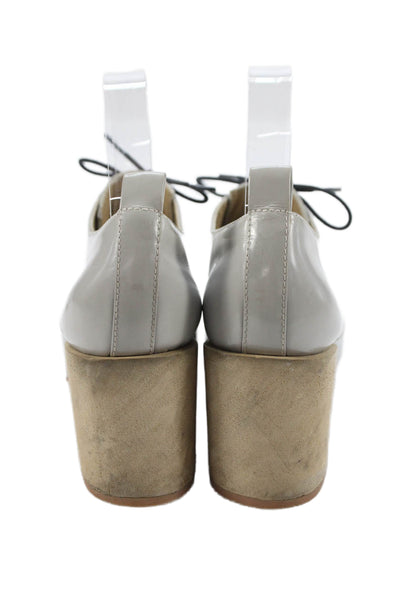 Rachel Comey Womens Patent Leather Lace Up Pumps Grey Size 8.5