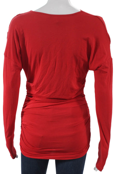 Elisabetta Franchi Women Red Viscose Cowl Neck Tunic Long Sleeve Size 42