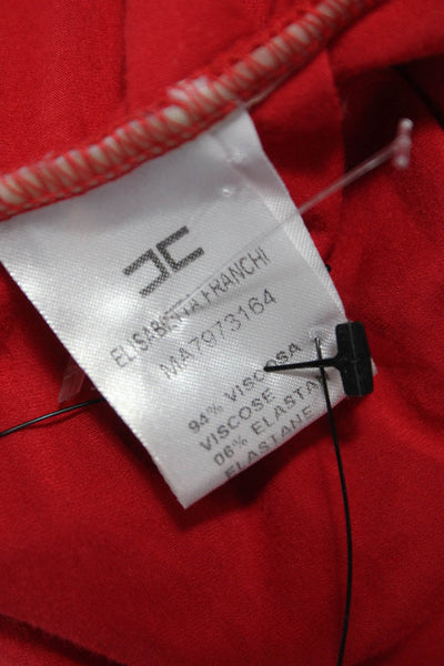 Elisabetta Franchi Women Red Viscose Cowl Neck Tunic Long Sleeve Size 42