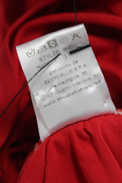 Elisabetta Franchi Women Red Viscose Cowl Neck Tunic Long Sleeve Size 42