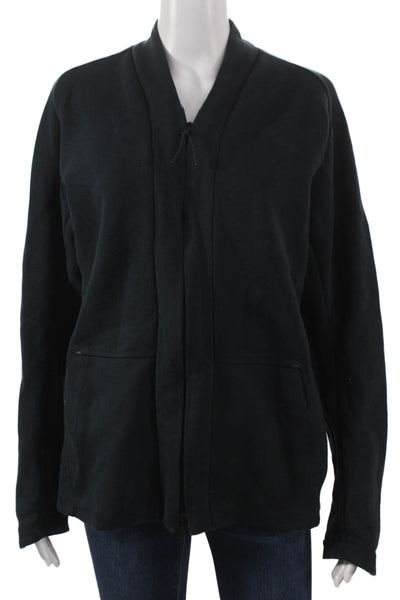 Nike Women Track Jacket Long Sleeve Black Zip Cotton Polyester Size M