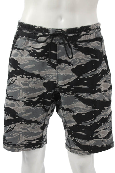 Adidas Mens Sweat Shorts Multicolor Camouflage Cotton Drawstring Size L