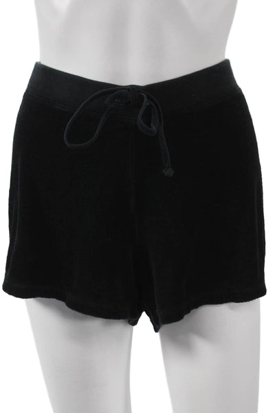 Juicy Couture Women Sweat Shorts Black Cotton Drawstring Size XL