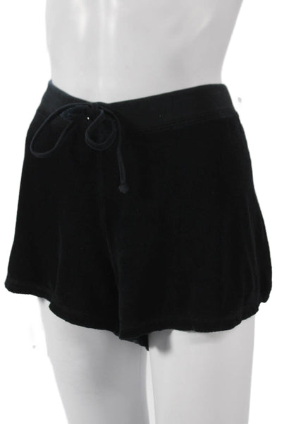 Juicy Couture Women Sweat Shorts Black Cotton Drawstring Size XL