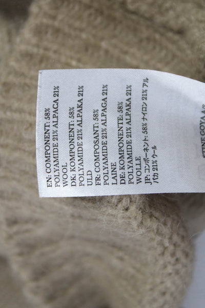 Stine Goya Womens Pullover Sweater Wool Argyle High Neck Beige Size M