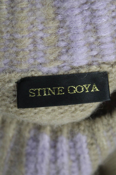 Stine Goya Womens Pullover Sweater Wool Argyle High Neck Beige Size M
