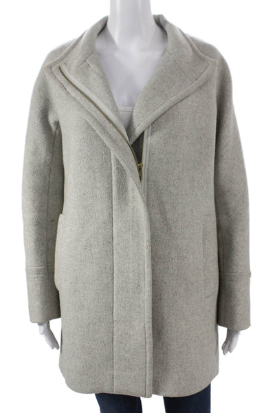J Crew Women Gray Overcoat Long Sleeve Zip Polyester Size 4