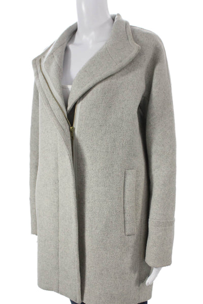 J Crew Women Gray Overcoat Long Sleeve Zip Polyester Size 4