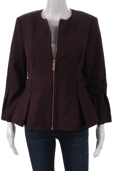 Ted Baker London Women Basic Jacket Purple Polyester Long Sleeve Size 3