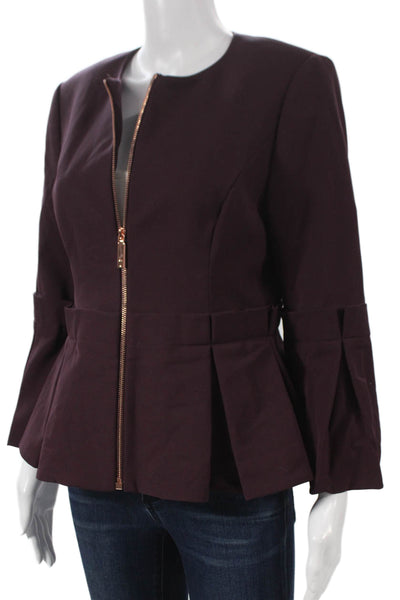 Ted Baker London Women Basic Jacket Purple Polyester Long Sleeve Size 3