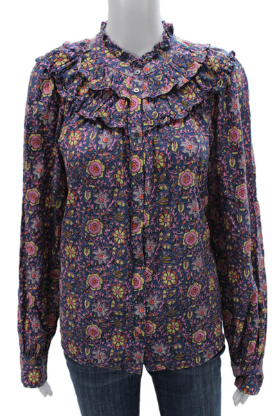 Boden Womens Basic Floral Cotton Collared Button Long Sleeve Blouse Size 14