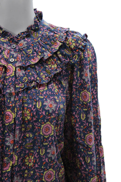 Boden Womens Basic Floral Cotton Collared Button Long Sleeve Blouse Size 14