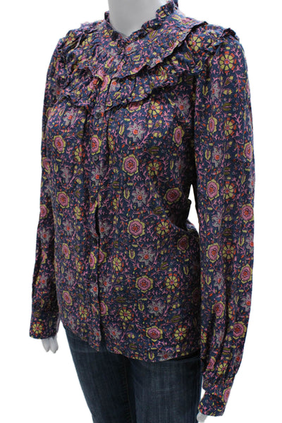 Boden Womens Basic Floral Cotton Collared Button Long Sleeve Blouse Size 14