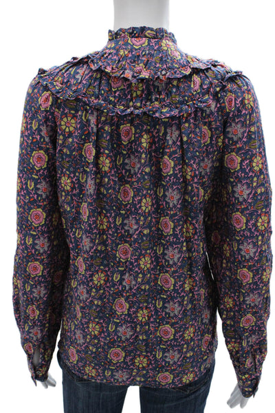 Boden Womens Basic Floral Cotton Collared Button Long Sleeve Blouse Size 14