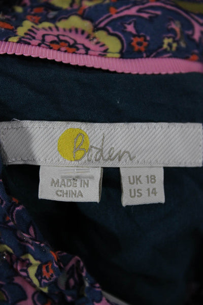 Boden Womens Basic Floral Cotton Collared Button Long Sleeve Blouse Size 14