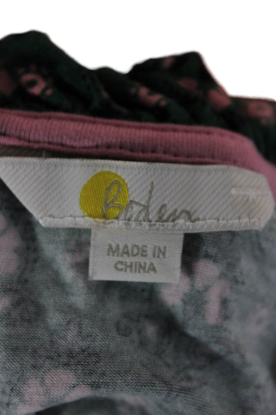 Boden Women Basic Floral Blouse Green High Neck Long Sleeve Viscose Size 14