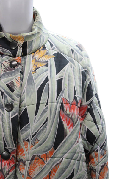 Mara Hoffman Womens Quilted Multicolor Tencel Button Long Sleeve Coat Size M/L