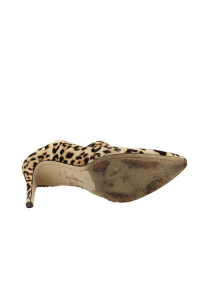 Sam Edelman Womens Pony Hair Leopard Print Heels Mules Shoes Brown Size 6.5