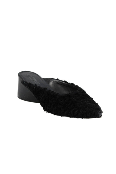 Mercedes Castillo Womens Fuzzu Block Heels Mules Shoes Black Size 6.5