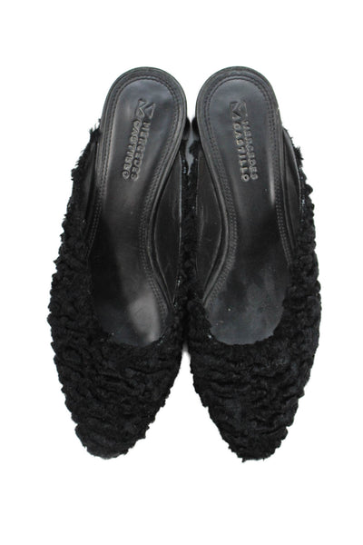 Mercedes Castillo Womens Fuzzu Block Heels Mules Shoes Black Size 6.5