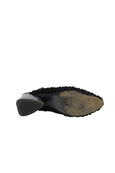 Mercedes Castillo Womens Fuzzu Block Heels Mules Shoes Black Size 6.5