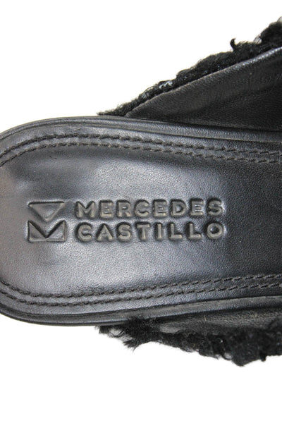 Mercedes Castillo Womens Fuzzu Block Heels Mules Shoes Black Size 6.5