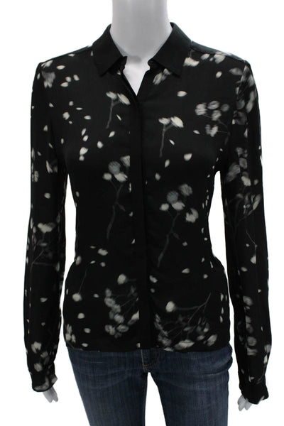 A.L.C. Womens Silk Floral Collared Long Sleeve Button Blouse Size XS