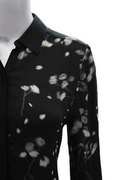 A.L.C. Womens Silk Floral Collared Long Sleeve Button Blouse Size XS