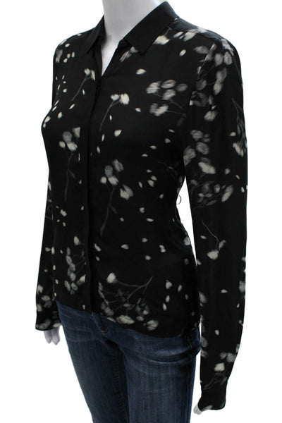A.L.C. Womens Silk Floral Collared Long Sleeve Button Blouse Size XS