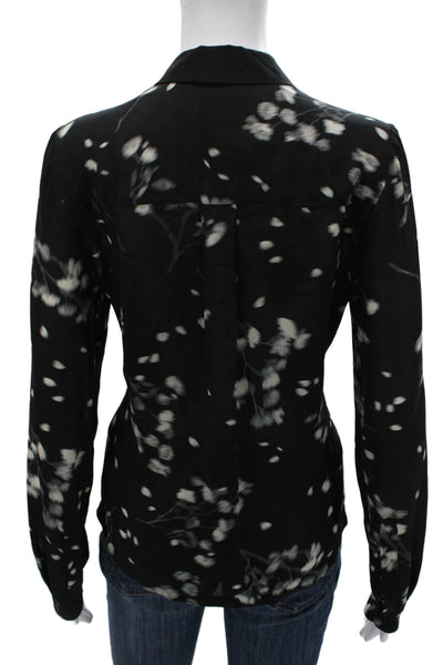 A.L.C. Womens Silk Floral Collared Long Sleeve Button Blouse Size XS