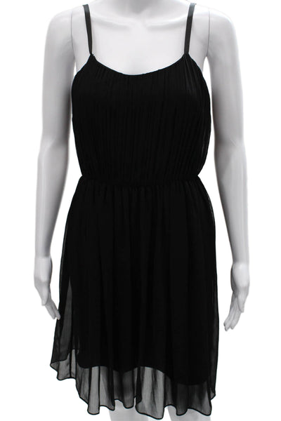 Alice + Olivia Womens Black Slip Dress Scoop Neck Sleeveless Zip Size 4