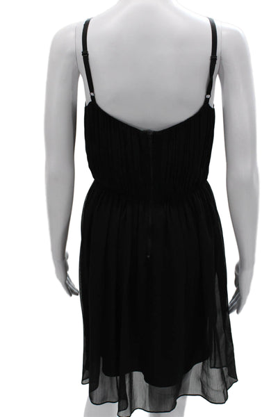 Alice + Olivia Womens Black Slip Dress Scoop Neck Sleeveless Zip Size 4
