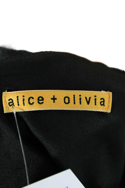 Alice + Olivia Womens Black Slip Dress Scoop Neck Sleeveless Zip Size 4