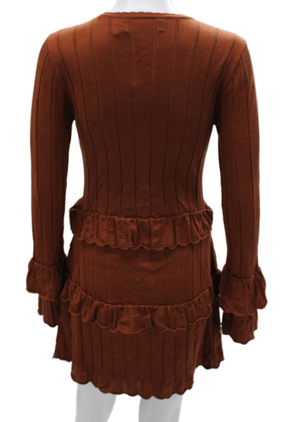 Rachel Parcell Women Striped Sweater Dress Brown Long Sleeve Viscose Size M