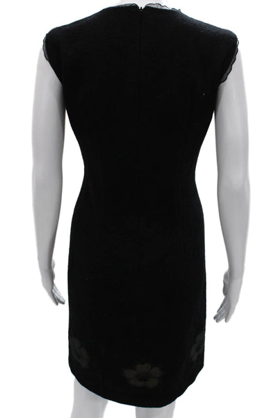 Patricia F Designs Women Sheath Dress Black Wool Floral Sleeveless Size 6