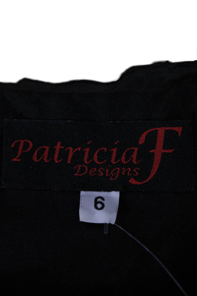 Patricia F Designs Women Sheath Dress Black Wool Floral Sleeveless Size 6