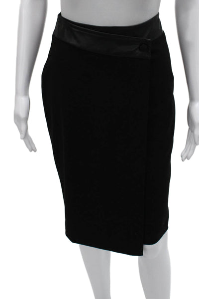 Calvin Klein Women Wrap Skirt Black Rayon Knee Length Size 2
