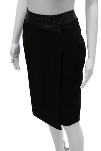 Calvin Klein Women Wrap Skirt Black Rayon Knee Length Size 2